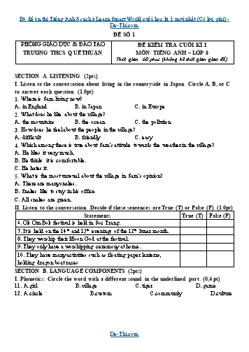 Bộ đề ôn thi Tiếng Anh 8 sách i-Learn Smart World cuối học kì 1 mới nhất (Có lời giải)