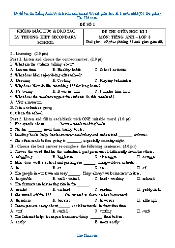 Bộ đề ôn thi Tiếng Anh 8 sách i-Learn Smart World giữa học kì 1 mới nhất (Có lời giải)