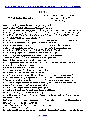 Bộ đề ôn luyện thi cuối học kì 1 Địa lí 9 sách Chân Trời Sáng Tạo (Có lời giải)