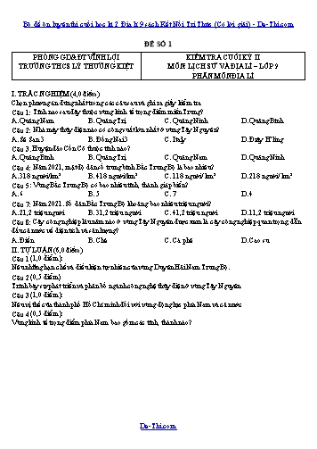 Bộ đề ôn luyện thi cuối học kì 2 Địa lí 9 sách Kết Nối Tri Thức (Có lời giải)