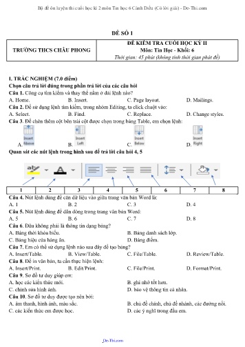 Bộ đề ôn luyện thi cuối học kì 2 môn Tin học 6 Cánh Diều (Có lời giải)