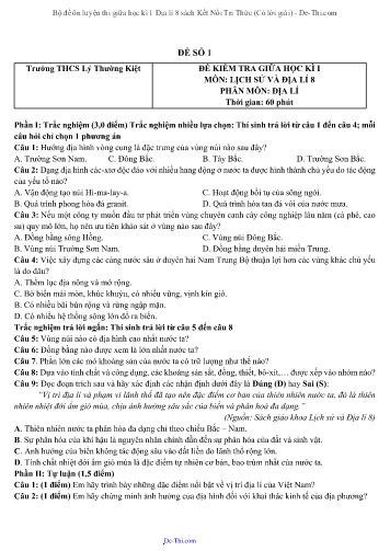 Bộ đề ôn luyện thi giữa học kì 1 Địa lí 8 sách Kết Nối Tri Thức (Có lời giải)
