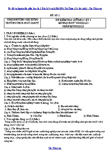 Bộ đề ôn luyện thi giữa học kì 1 Địa lí 9 sách Kết Nối Tri Thức (Có lời giải)