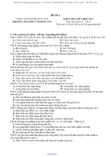 Bộ đề ôn luyện thi giữa học kì 1 Lịch sử 9 sách Kết Nối Tri Thức (Có lời giải)