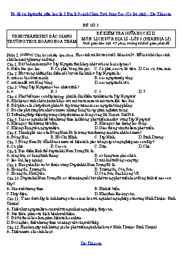 Bộ đề ôn luyện thi giữa học kì 2 Địa lí 9 sách Chân Trời Sáng Tạo (Có lời giải)