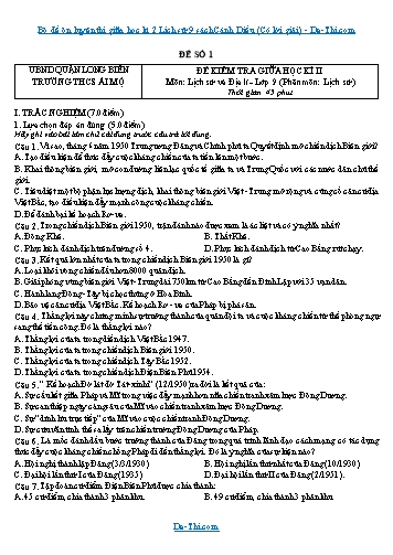 Bộ đề ôn luyện thi giữa học kì 2 Lịch sử 9 sách Cánh Diều (Có lời giải)