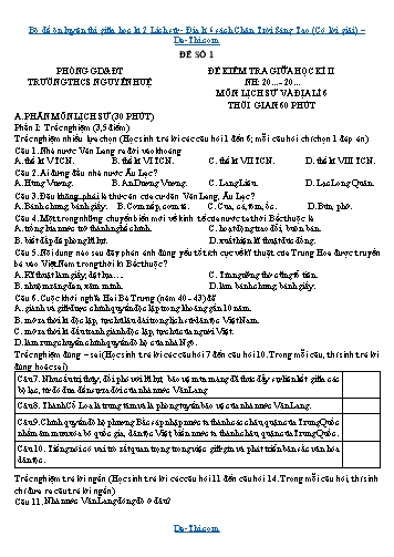 Bộ đề ôn luyện thi giữa học kì 2 Lịch sử - Địa lí 6 sách Chân Trời Sáng Tạo (Có lời giải)