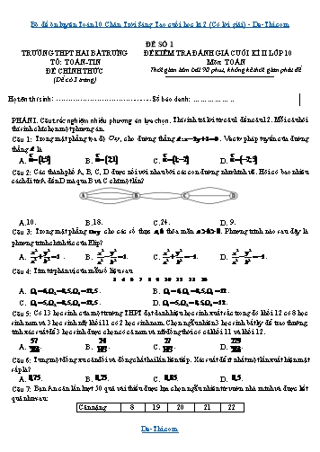 Bộ đề ôn luyện Toán 10 Chân Trời Sáng Tạo cuối học kì 2 (Có lời giải)