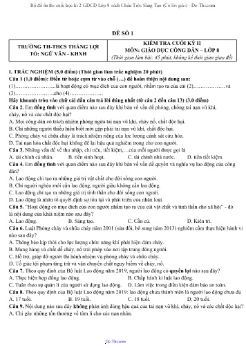 Bộ đề ôn thi cuối học kì 2 GDCD Lớp 8 sách Chân Trời Sáng Tạo (Có lời giải)