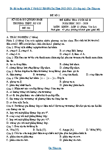 Bộ đề ôn thi cuối kì 2 Vật lí 12 Kết Nối Tri Thức 2025-2026 (Có đáp án)