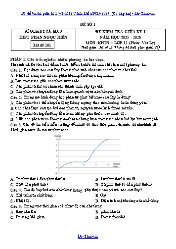 Bộ đề ôn thi giữa kì 1 Vật lí 12 Cánh Diều 2025-2026 (Có đáp án)