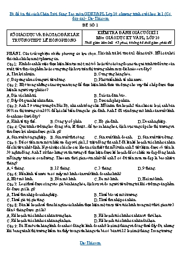 Bộ đề ôn thi sách Chân Trời Sáng Tạo môn GDKT&PL Lớp 10 chương trình cuối học kì 1 (Có đáp án)