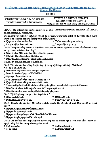 Bộ đề ôn thi sách Chân Trời Sáng Tạo môn GDKT&PL Lớp 10 chương trình giữa học kì 2 (Có đáp án)