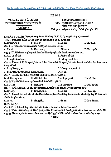 Bộ đề ôn luyện thi cuối học kì 1 Lịch sử 6 sách Kết Nối Tri Thức (Có lời giải)