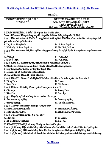 Bộ đề ôn luyện thi cuối học kì 2 Lịch sử 6 sách Kết Nối Tri Thức (Có lời giải)