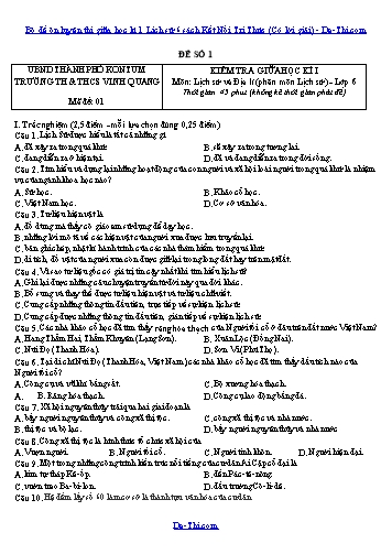 Bộ đề ôn luyện thi giữa học kì 1 Lịch sử 6 sách Kết Nối Tri Thức (Có lời giải)