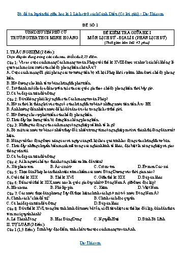 Bộ đề ôn luyện thi giữa học kì 1 Lịch sử 8 sách Cánh Diều (Có lời giải)