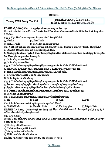 Bộ đề ôn luyện thi cuối học kì 1 Lịch sử 8 sách Kết Nối Tri Thức (Có lời giải)