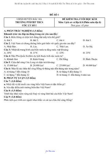 Bộ đề ôn luyện thi cuối học kì 2 Địa lí 8 sách Kết Nối Tri Thức (Có lời giải)