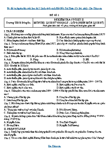 Bộ đề ôn luyện thi cuối học kì 2 Lịch sử 8 sách Kết Nối Tri Thức (Có lời giải)