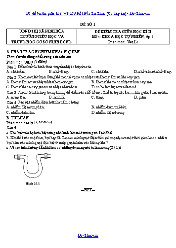 Bộ đề ôn thi giữa kì 2 Vật lí 8 Kết Nối Tri Thức (Có đáp án)
