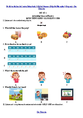 Bộ đề ôn thi học kì 2 môn Tiếng Anh 5 Global Success (Đầy đủ File nghe + Đáp án)