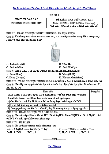 Bộ đề ôn thi môn Hóa học 9 Cánh Diều giữa học kì 1 (Có lời giải)