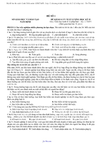 Bộ đề ôn thi sách Cánh Diều môn GDKT&PL Lớp 12 chương trình cuối học kì 2 (Có đáp án)
