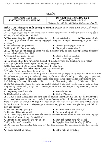 Bộ đề ôn thi sách Cánh Diều môn GDKT&PL Lớp 12 chương trình giữa học kì 1 (Có đáp án)