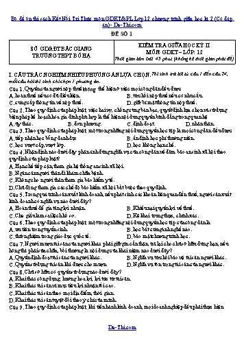 Bộ đề ôn thi sách Kết Nối Tri Thức môn GDKT&PL Lớp 12 chương trình giữa học kì 2 (Có đáp án)