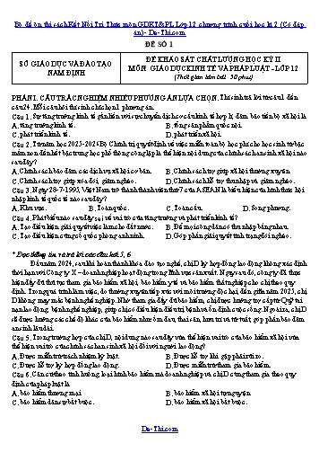 Bộ đề ôn thi sách Kết Nối Tri Thức môn GDKT&PL Lớp 12 chương trình cuối học kì 2 (Có đáp án)