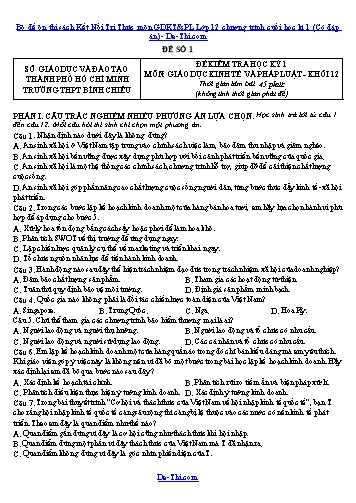 Bộ đề ôn thi sách Kết Nối Tri Thức môn GDKT&PL Lớp 12 chương trình cuối học kì 1 (Có đáp án)