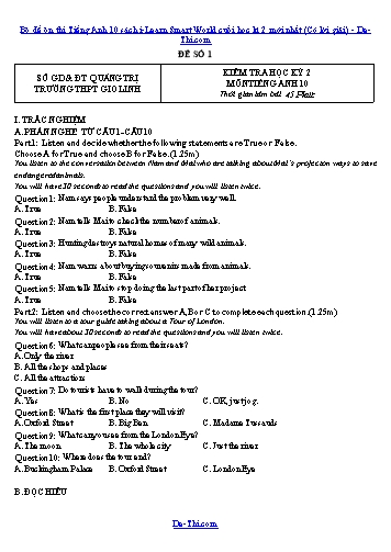 Bộ đề ôn thi Tiếng Anh 10 sách i-Learn Smart World cuối học kì 2 mới nhất (Có lời giải)