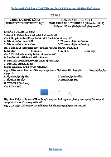 Bộ đề ôn thi Vật lí Lớp 6 Cánh Diều cuối học kì 1 (Có lời giải chi tiết)