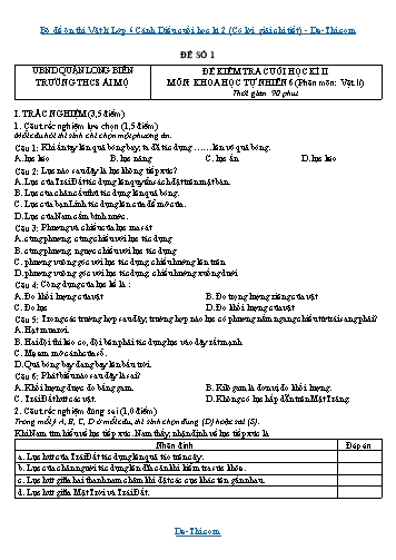 Bộ đề ôn thi Vật lí Lớp 6 Cánh Diều cuối học kì 2 (Có lời giải chi tiết)