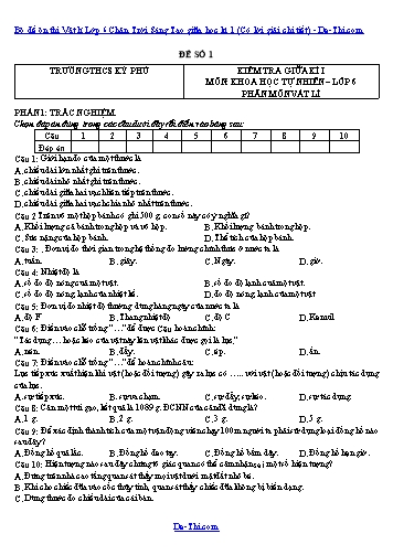 Bộ đề ôn thi Vật lí Lớp 6 Chân Trời Sáng Tạo giữa học kì 1 (Có lời giải chi tiết)