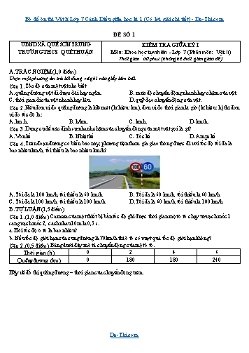 Bộ đề ôn thi Vật lí Lớp 7 Cánh Diều giữa học kì 1 (Có lời giải chi tiết)