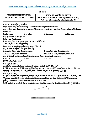 Bộ đề ôn thi Vật lí Lớp 7 Cánh Diều giữa học kì 2 (Có lời giải chi tiết)