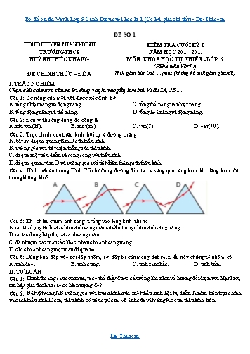 Bộ đề ôn thi Vật lí Lớp 9 Cánh Diều cuối học kì 1 (Có lời giải chi tiết)