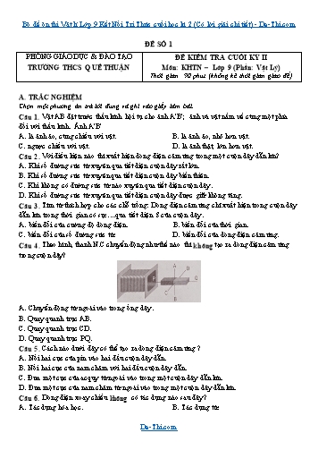 Bộ đề ôn thi Vật lí Lớp 9 Kết Nối Tri Thức cuối học kì 2 (Có lời giải chi tiết)