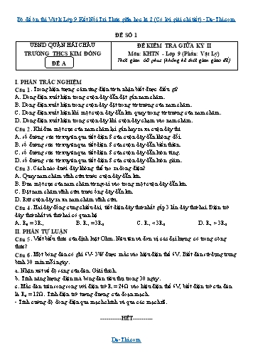 Bộ đề ôn thi Vật lí Lớp 9 Kết Nối Tri Thức giữa học kì 2 (Có lời giải chi tiết)