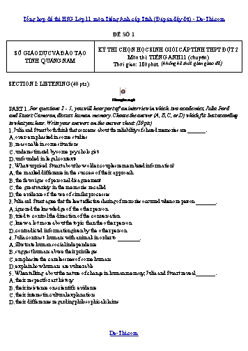 Tổng hợp đề thi HSG Lớp 11 môn Tiếng Anh cấp Tỉnh (Đáp án đầy đủ)