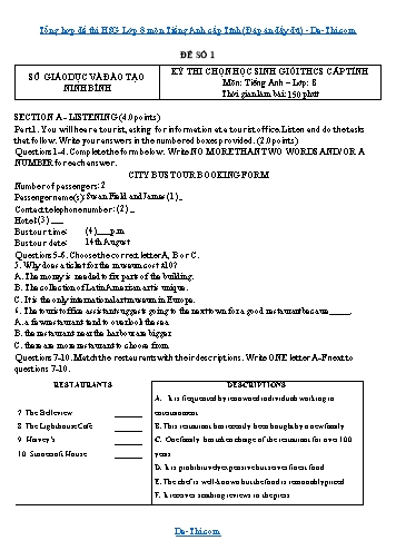 Tổng hợp đề thi HSG Lớp 8 môn Tiếng Anh cấp Tỉnh (Đáp án đầy đủ)