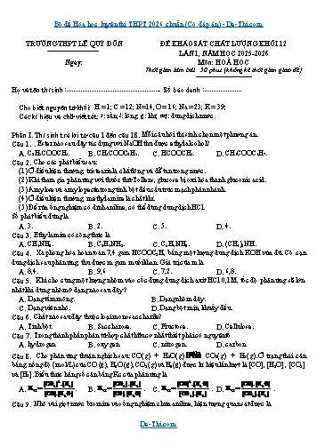 Bộ đề Hóa học luyện thi THPT 2026 chuẩn (Có đáp án)