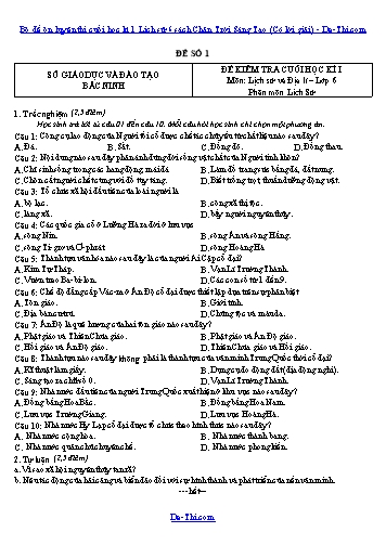Bộ đề ôn luyện thi cuối học kì 1 Lịch sử 6 sách Chân Trời Sáng Tạo (Có lời giải)
