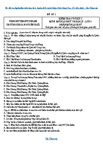 Bộ đề ôn luyện thi cuối học kì 1 Lịch sử 9 sách Chân Trời Sáng Tạo (Có lời giải)