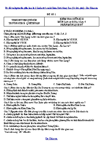 Bộ đề ôn luyện thi giữa học kì 2 Lịch sử 6 sách Chân Trời Sáng Tạo (Có lời giải)
