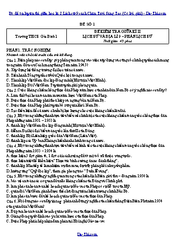 Bộ đề ôn luyện thi giữa học kì 2 Lịch sử 9 sách Chân Trời Sáng Tạo (Có lời giải)