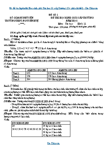 Bộ đề ôn luyện thi Học sinh giỏi Tin học 11 cấp Trường (Có giải chi tiết)