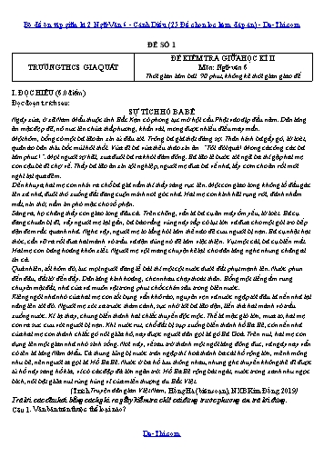 Bộ đề ôn tập giữa kì 2 Ngữ Văn 6 - Cánh Diều (25 Đề chọn lọc kèm đáp án)